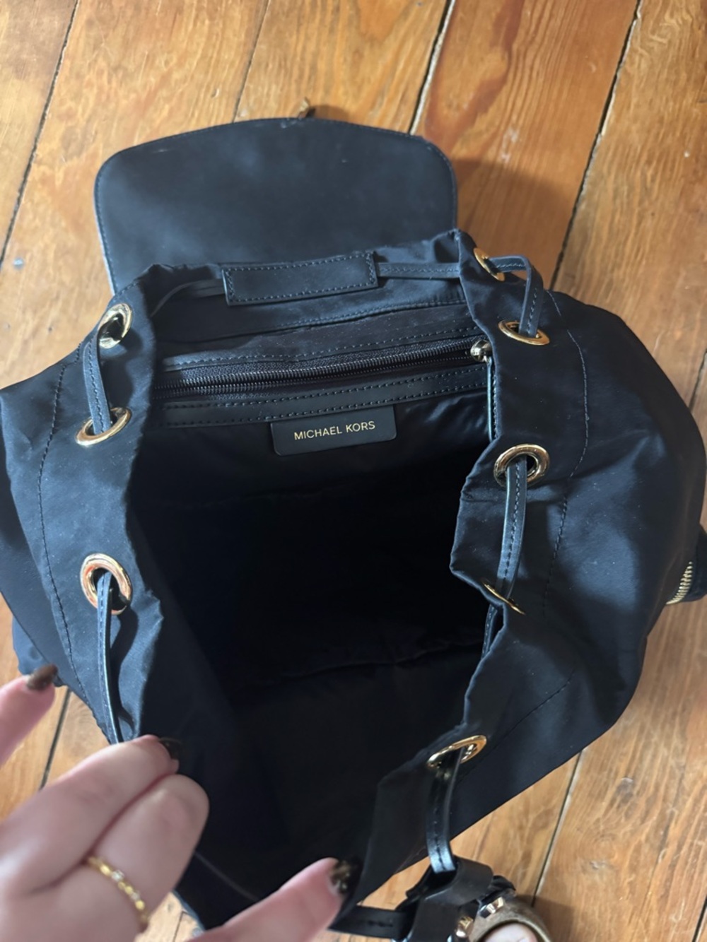 Michael Kors Black Backpack with Gold Hardware - Picture 3 of 3